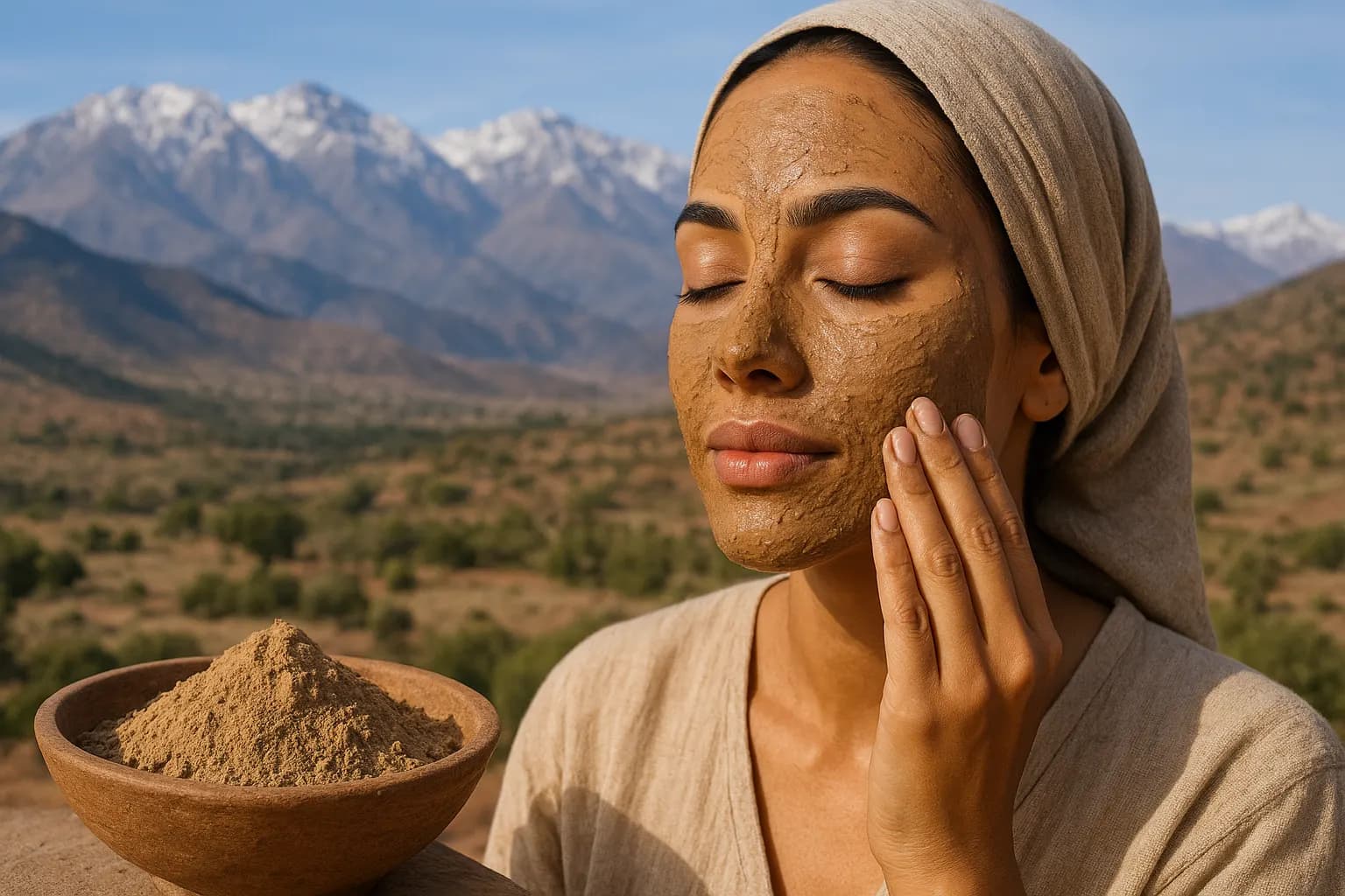 Ghassoul marroquí en polvo para mascarillas faciales y capilares