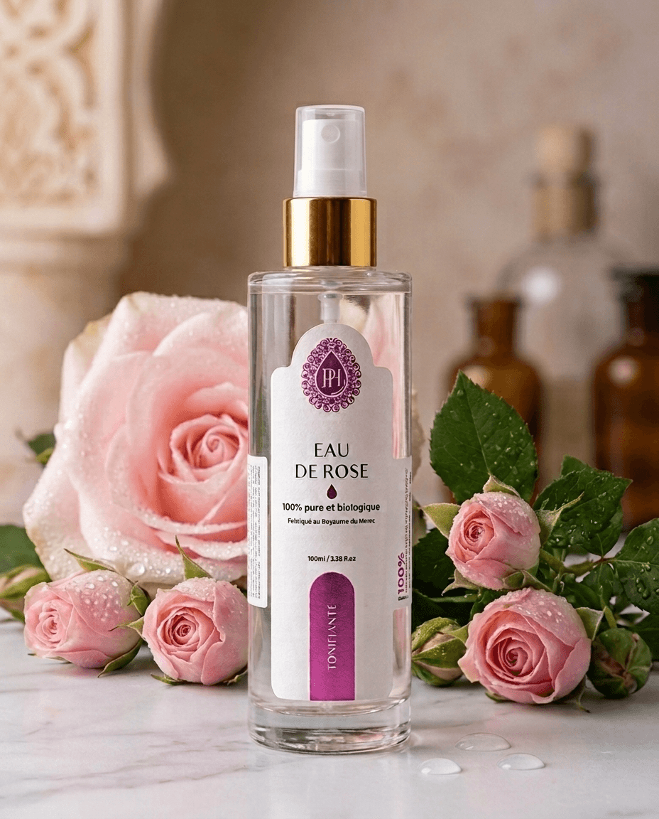 agua de rosas pura y biologica de origen marroqui